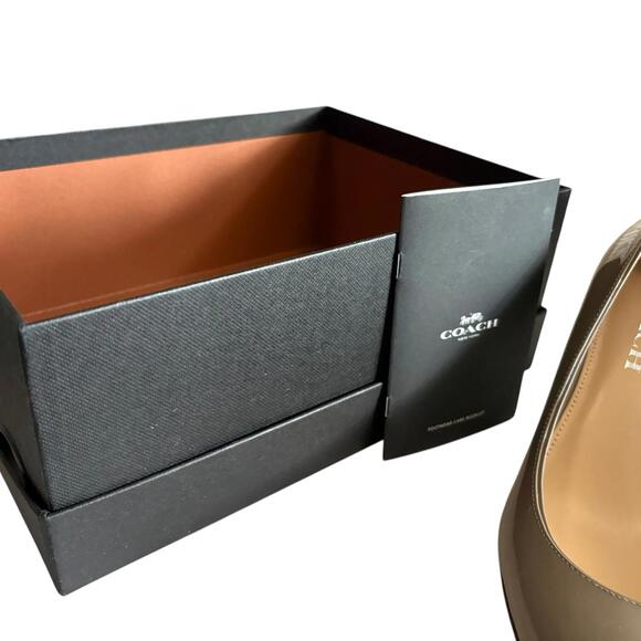 Coach Devon Patent Leather Pumps Fog Beige Women’s Size 8B Stiletto Heels - Picture 5 of 13